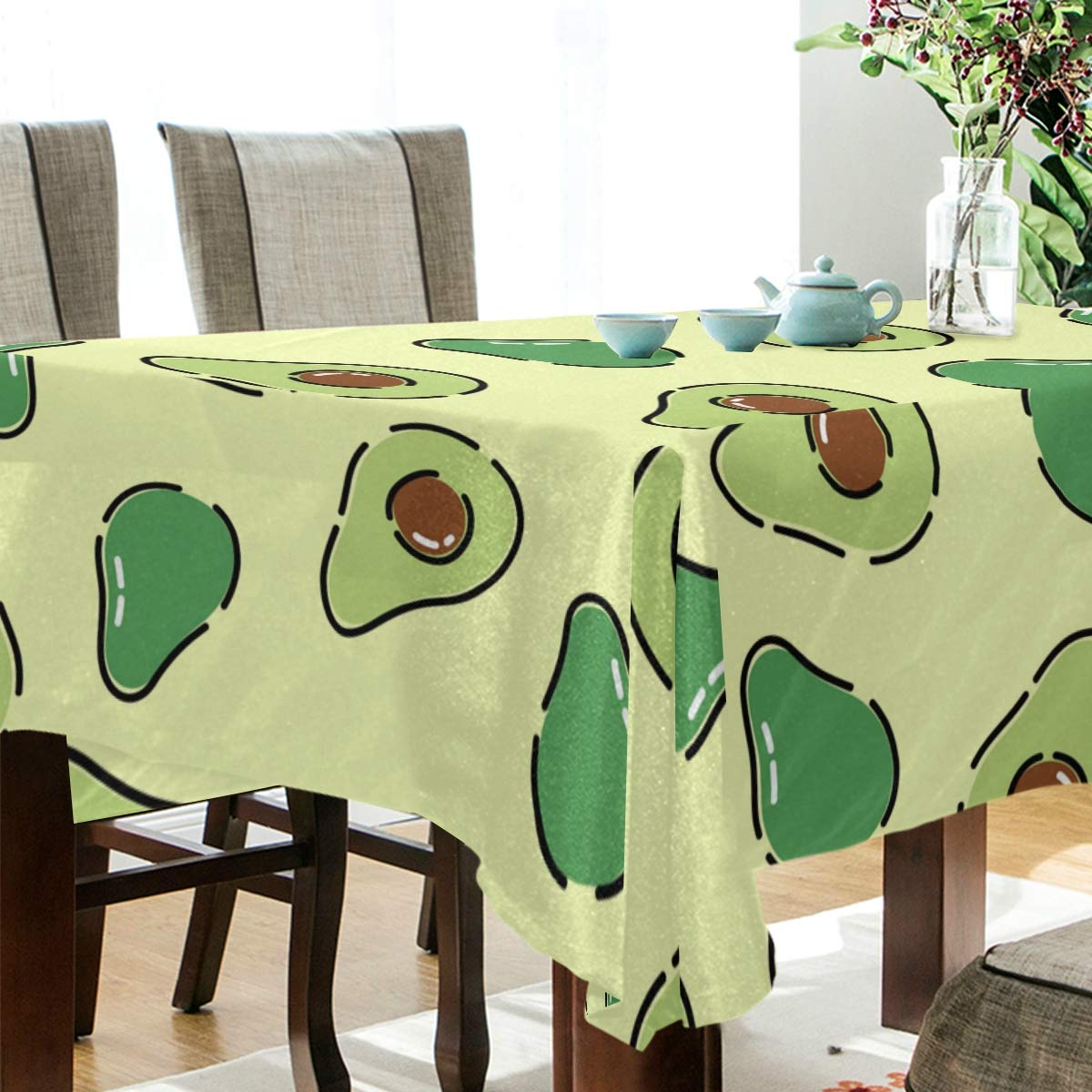 Moudou Avocado Tablecloth Water Resistant Spillproof Polyester Table Cover For Kitchen Dining Tabletop Decoration, 54 X 54 Inch